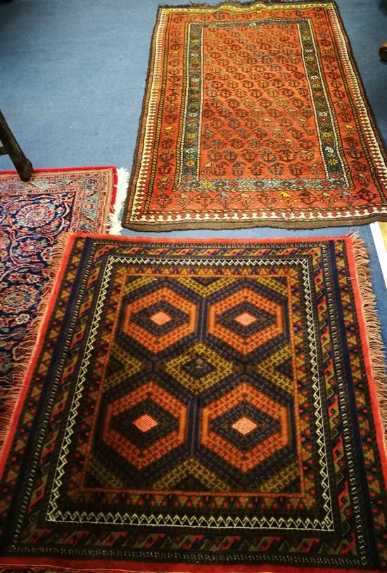A Caucasian red ground rug and an Afghan mat 200 x 117cm, 110 x 110cm